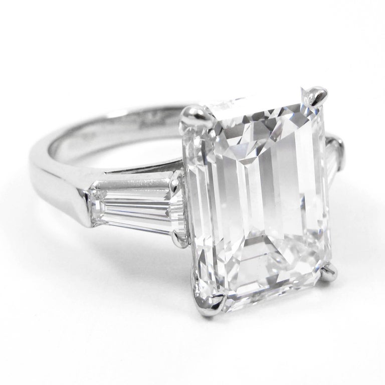 GIA Certified 5.81 Carat Emerald Cut Diamond Classic Platinum J ...