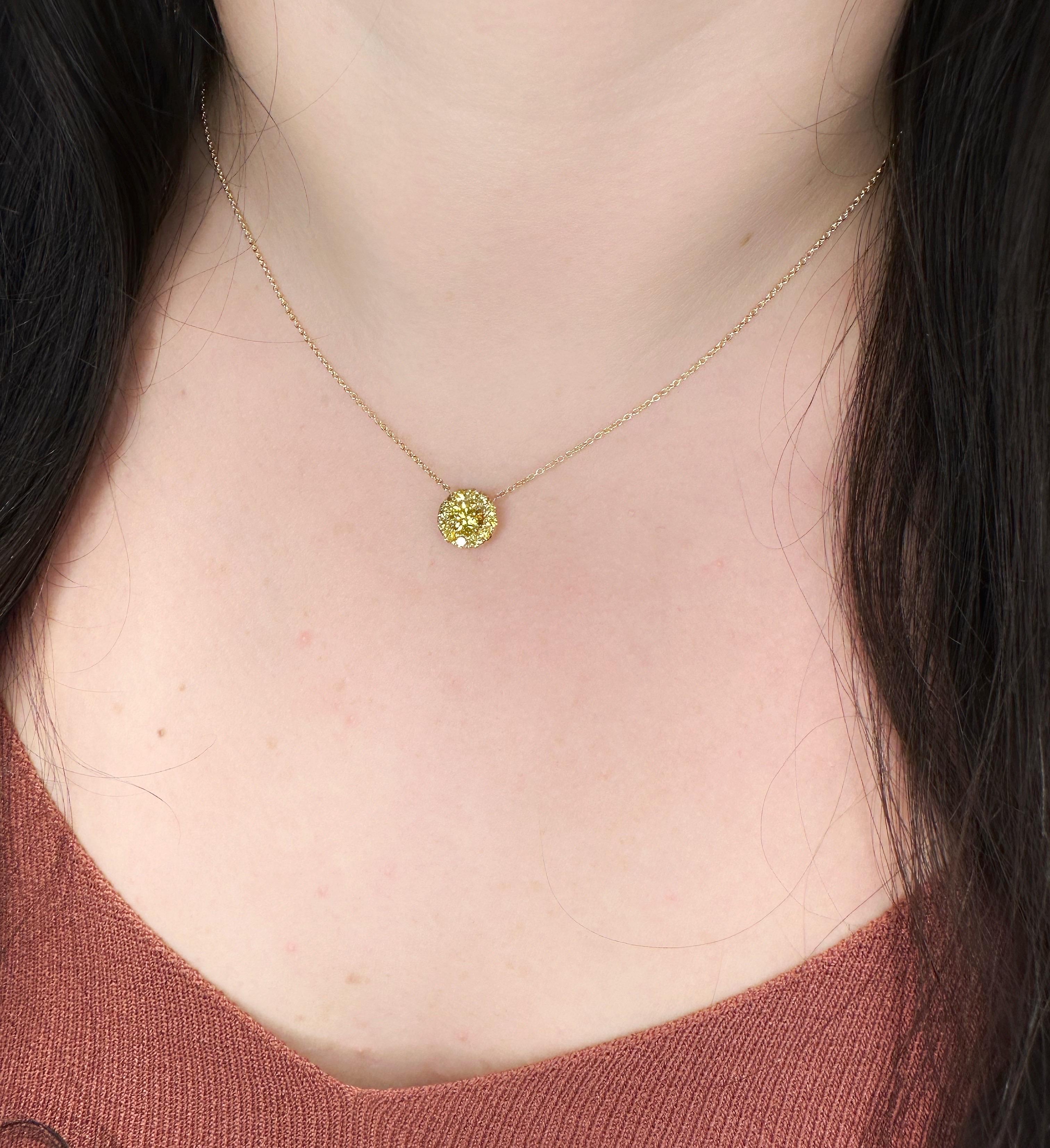 J. Birnbach GIA Certified Fancy Orange-Yellow Halo Diamond Pendant Necklace For Sale 3
