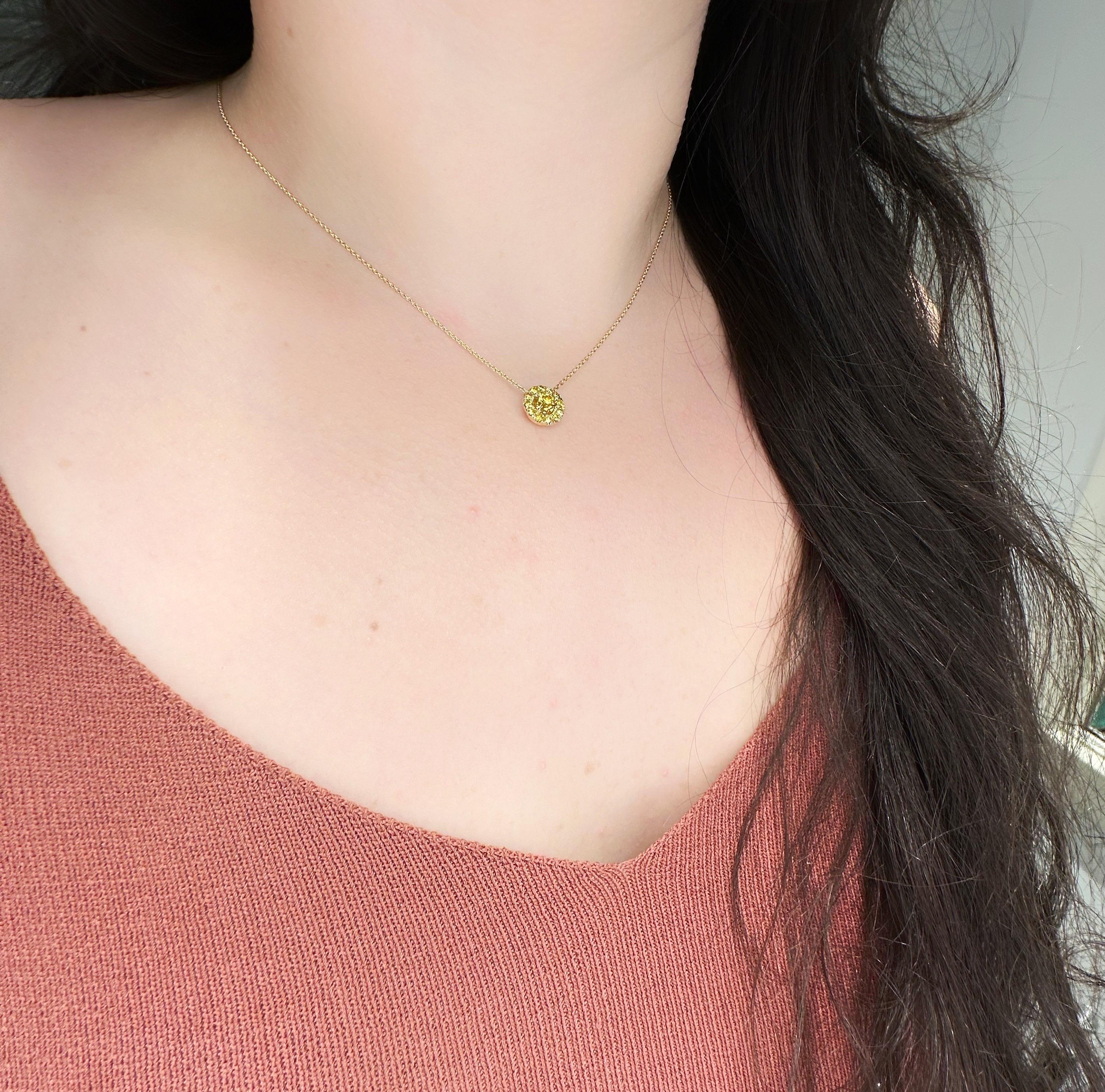 J. Birnbach GIA Certified Fancy Orange-Yellow Halo Diamond Pendant Necklace For Sale 2