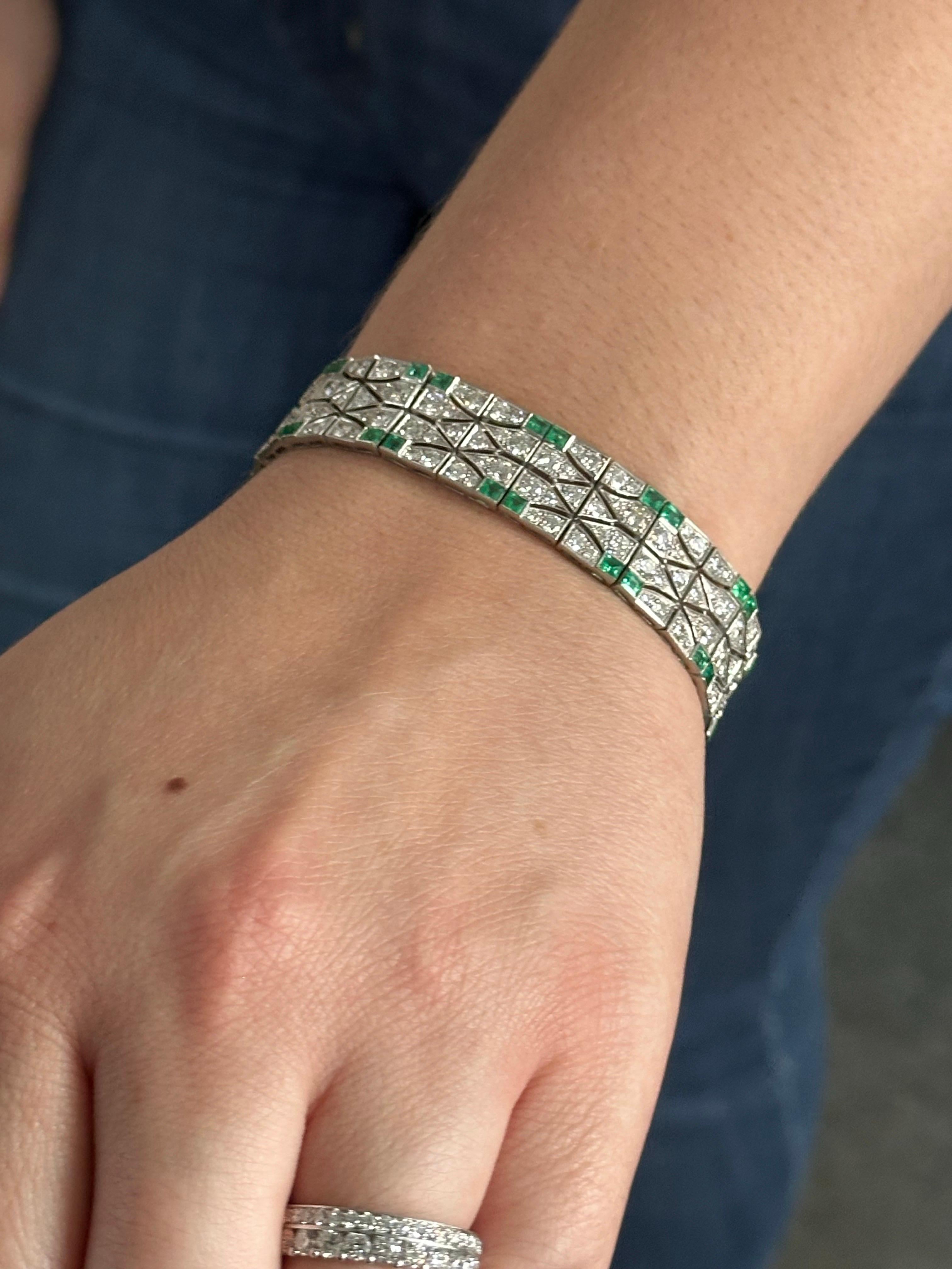 J. Birnbach Art Deco Emerald and Diamond Bracelet For Sale 6