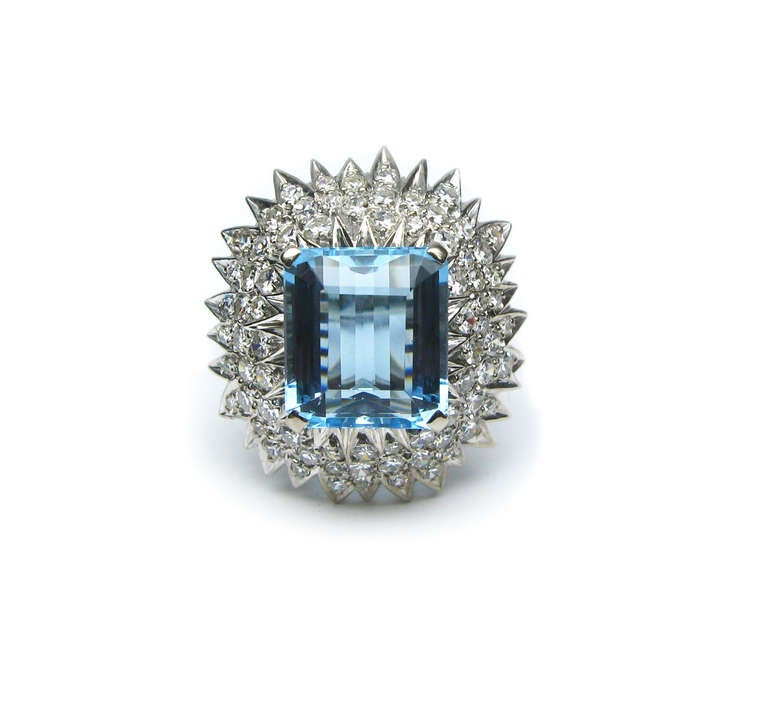 Aquamarine and Diamond Ring