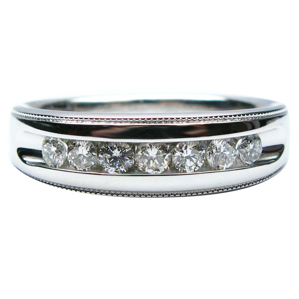 Men's Milgrain Diamond Wedding Band For Sale