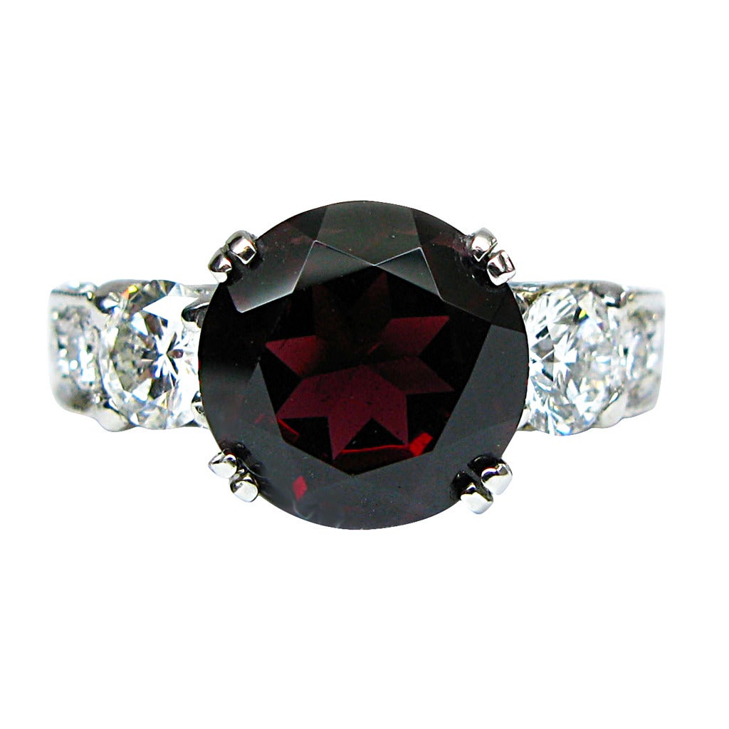 Rhodolith Granat Diamant Platin Cocktail Ring