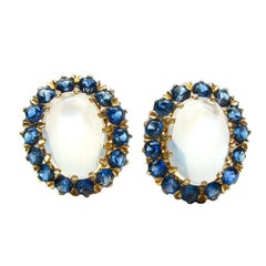 Sapphire and Moonstone Earrings