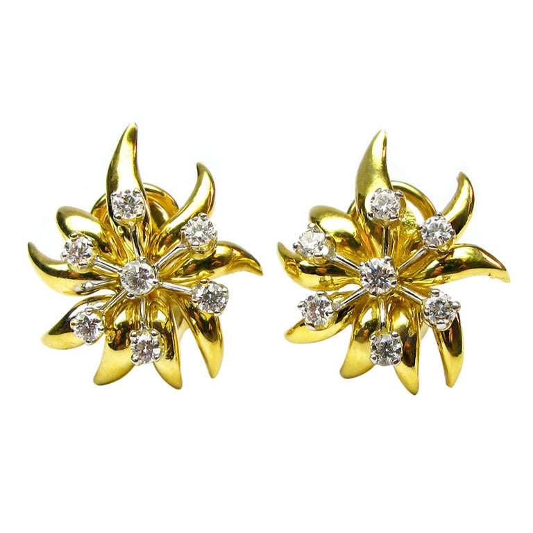 Tiffany Diamond Flower Earrings