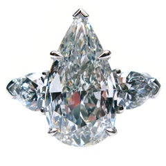 5.01 Carat GIA F VS1 Pear Shaped Diamond Platinum Ring