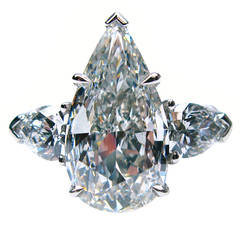 5.01 Carat Pear Shaped Diamond Platinum Ring 3