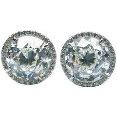 4.40 Carat and 4.58 Carat Old European Diamond Gold Frame Stud Earrings 10