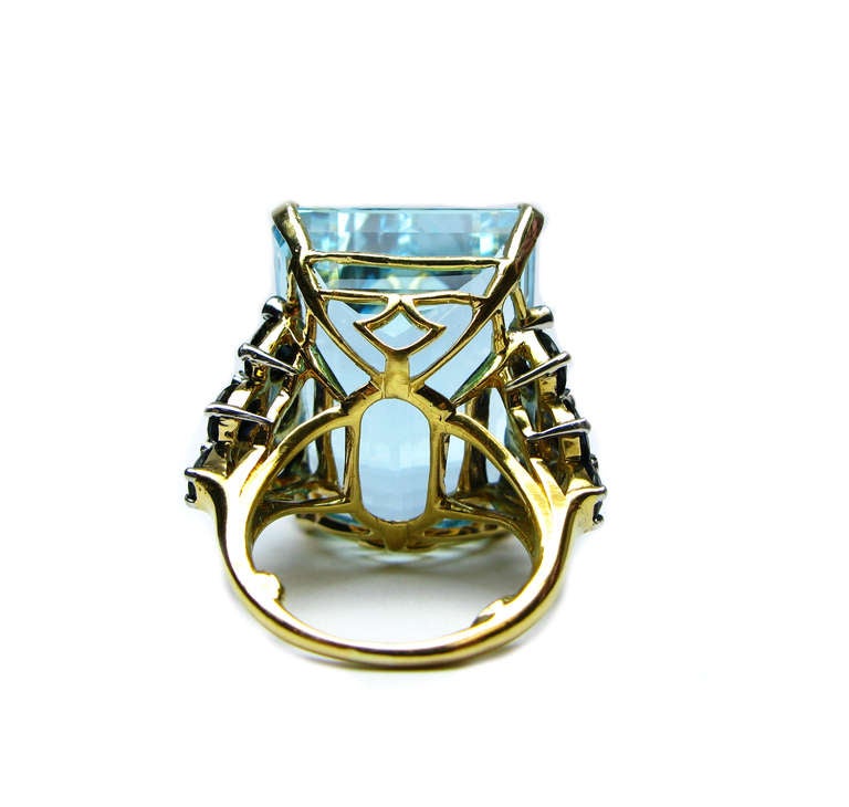 Aquamarine, Diamond and Sapphire Cocktail Ring 1