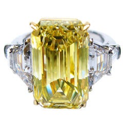 8.25 Carat GIA Certified Natural Fancy Yellow Emerald Cut Diamond Ring