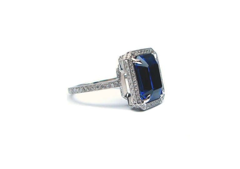 7.65Ct Certified Vivid Blue Sapphire and Diamond Ring