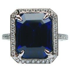 7.65Ct Certified Vivid Blue Sapphire and Diamond Ring