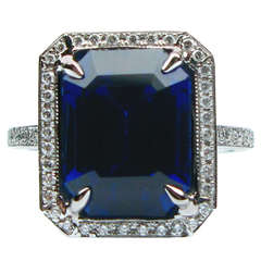 7.65Ct Vivid Blue Sapphire and Diamond Ring 3