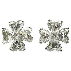6.10ctw Heart Shaped Cluster Diamond Earrings
