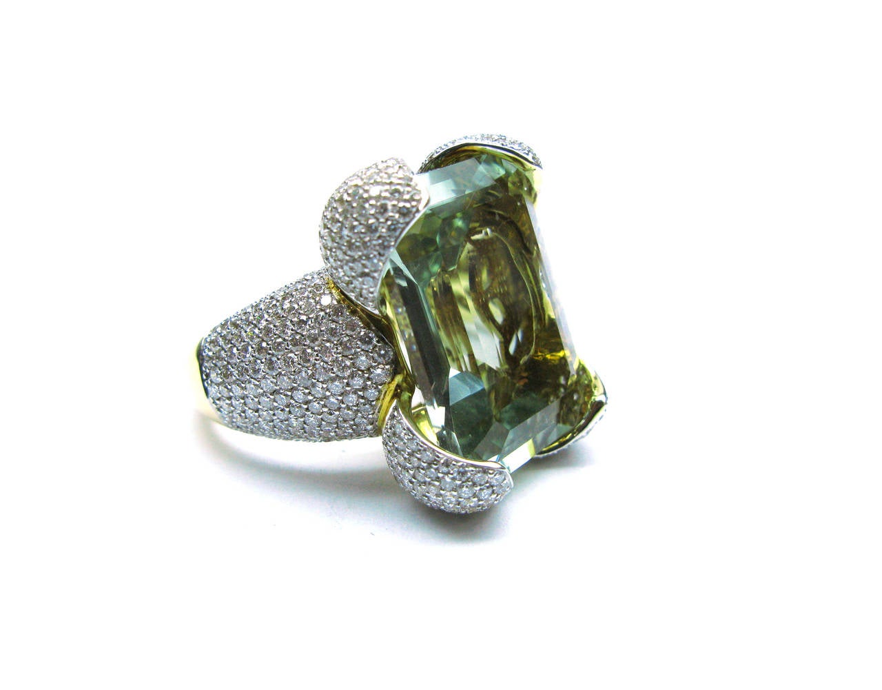 Prasiolite & Diamond Cocktail Ring In Excellent Condition In New York, NY