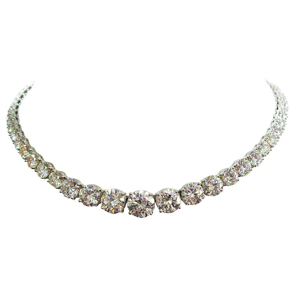 45.00 Carat Diamond Platinum Graduated Necklace