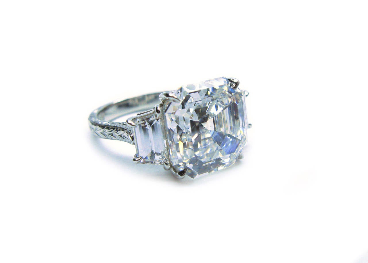 Women's 9.02 Carat GIA Cert Asscher Cut Diamond Platinum Engagement Ring