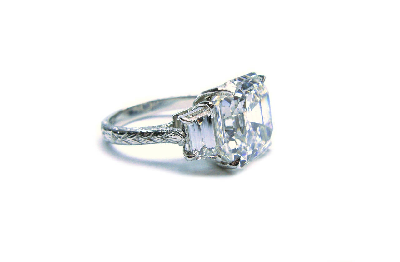 9.02 Carat GIA Cert Asscher Cut Diamond Platinum Engagement Ring 1