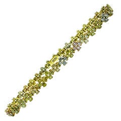 Fancy Color Diamond Tri Color Gold Tennis Bracelet 8