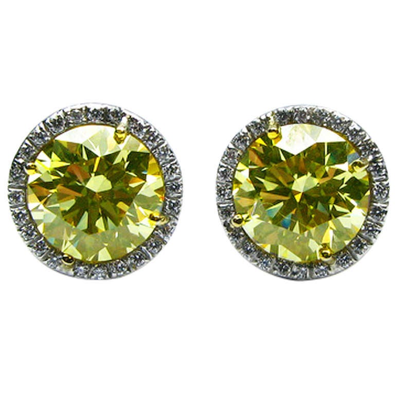 Fancy Yellow Diamond Stud Earrings at 1stDibs