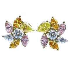 Natural Fancy Diamond Pinwheel Ear Clips 3