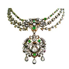 Georgian Emerald & Diamond Convertible Necklace