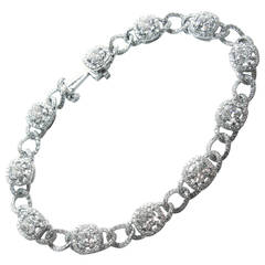 Cushion Diamond Pave Platinum Link Bracelet 8