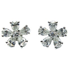 Flower Design Diamond Earrings