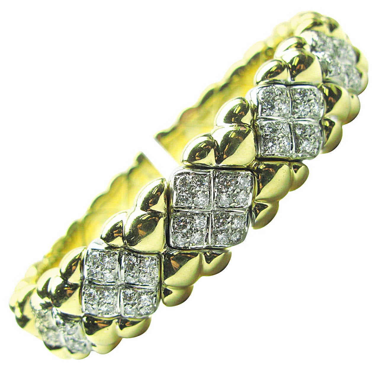 Italian Diamond Gold Cuff Bracelet
