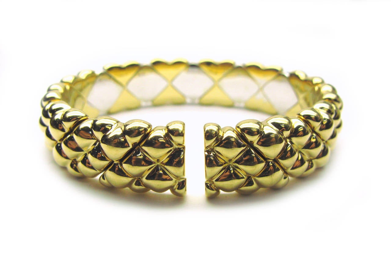 Women's or Men's Italian Diamond Gold Cuff Bracelet