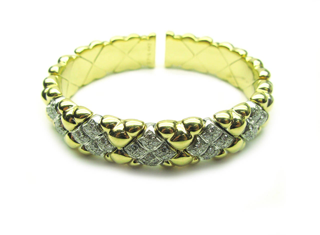 Italian Diamond Gold Cuff Bracelet In New Condition In New York, NY