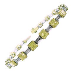 Fancy Radiant Diamond Gold Baguette Bracelet