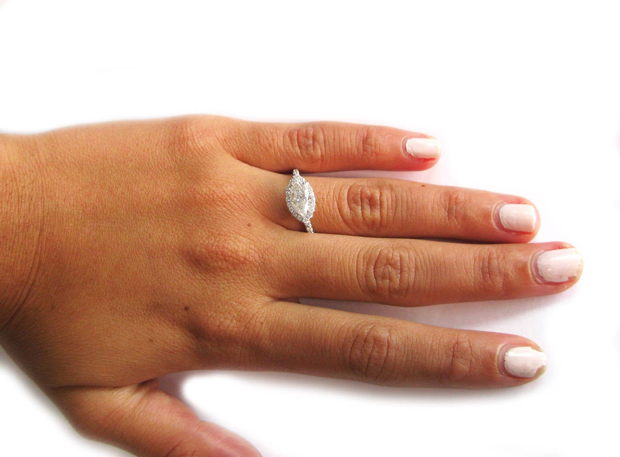 1.01 Carat Marquise Diamond Platinum Frame Engagement Ring 1