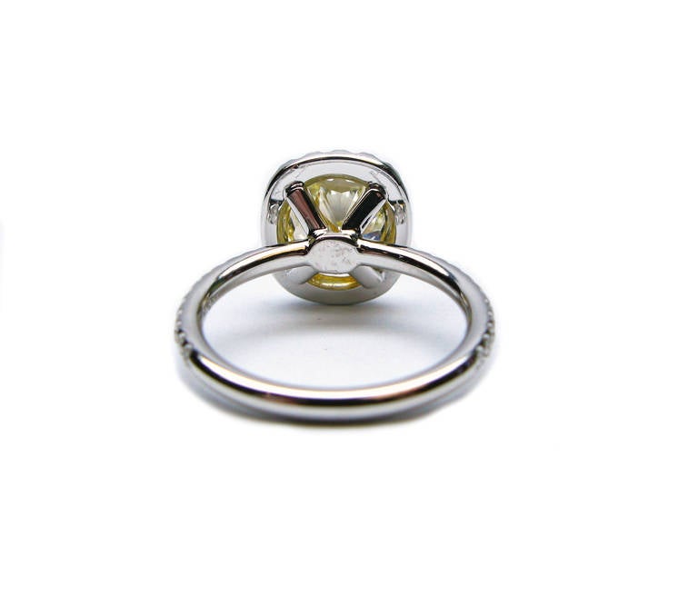 Radiant Cut 2.39 Carat Fancy Light Yellow Radiant Diamond Ring