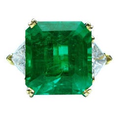 11.92 Carat Emerald and Diamond Ring