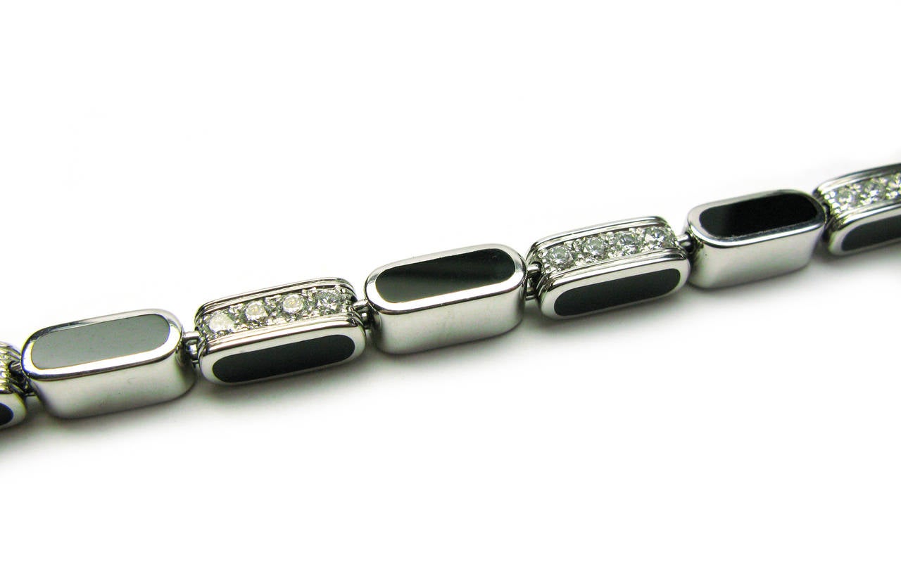 Asprey Onyx Diamond Gold Bracelet In New Condition In New York, NY