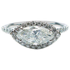 1.01 Carat Marquise Diamond Platinum Frame Engagement Ring