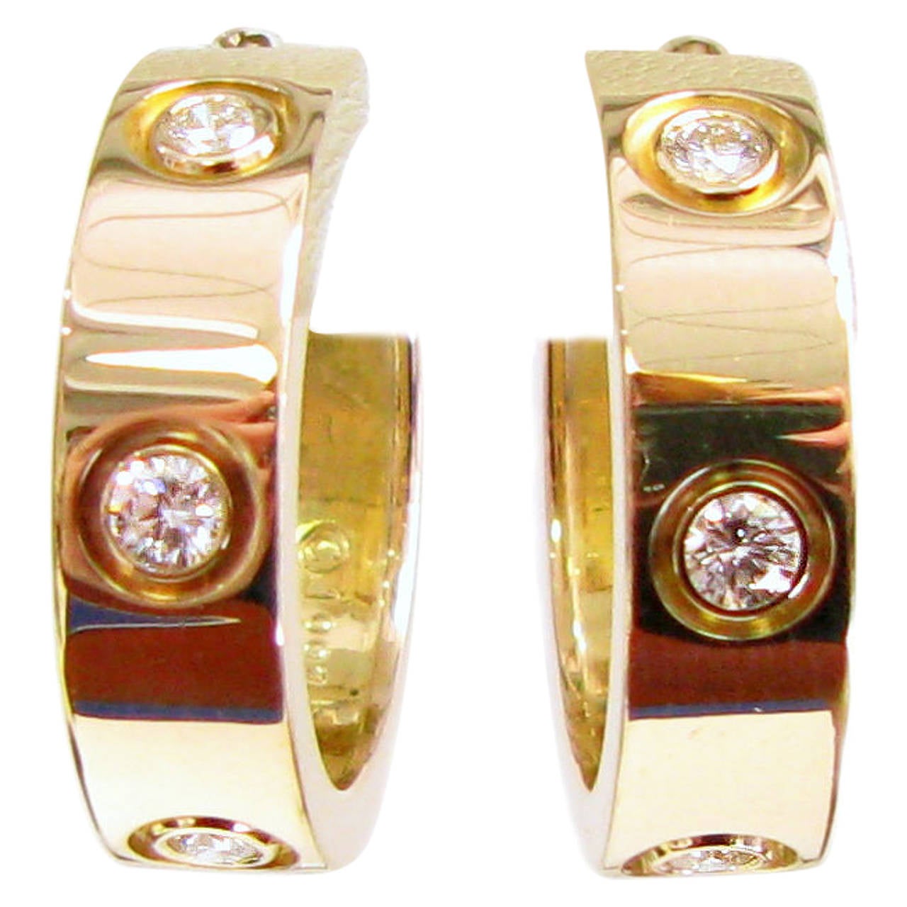 Cartier Diamond Gold LOVE Hoop Earrings