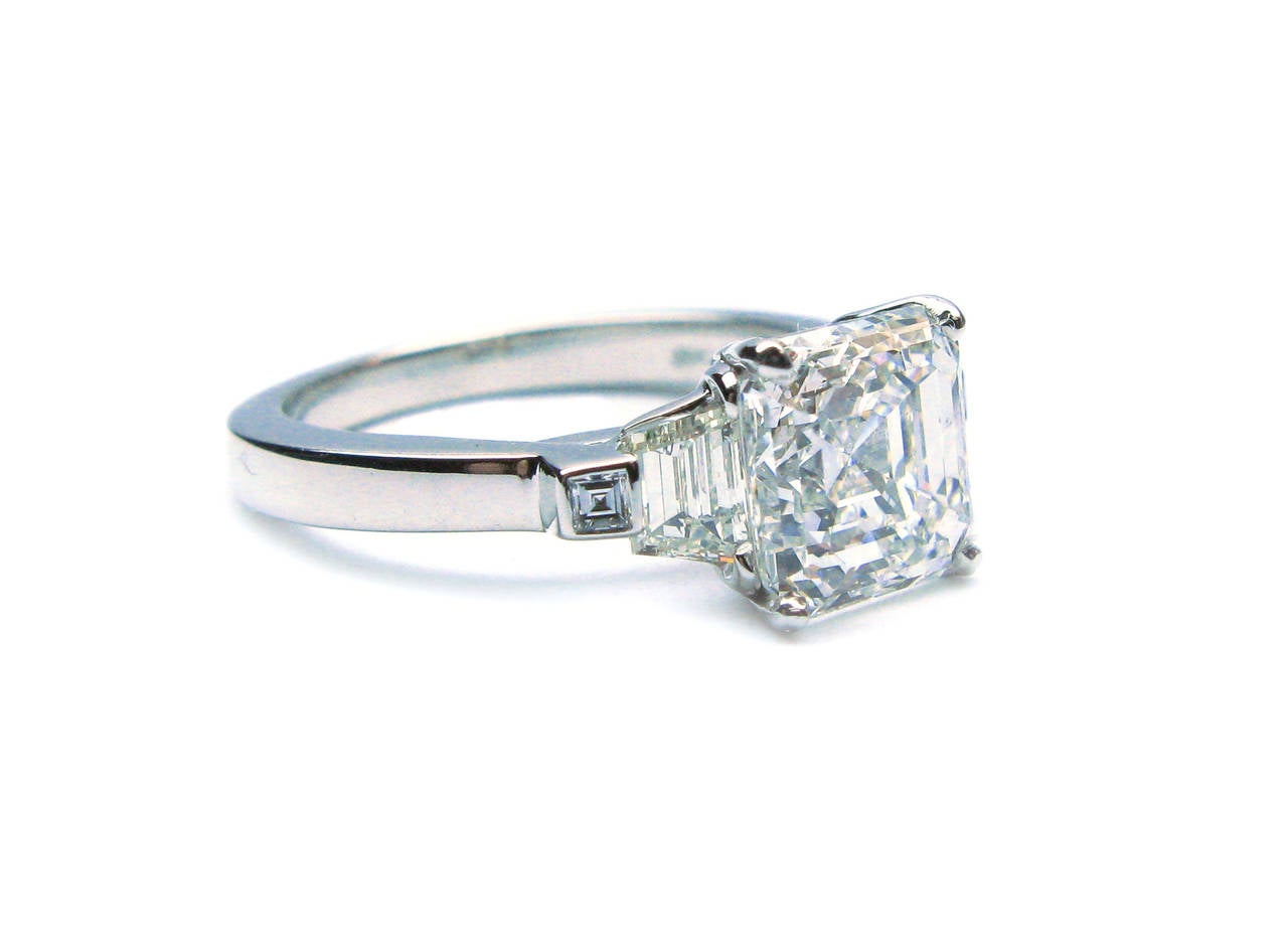 2.52 Carat GIA Cert Asscher Diamond Platinum Engagement Ring at 1stDibs
