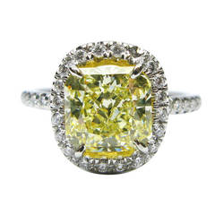 2.39 Carat Fancy Light Yellow Radiant Diamond Ring