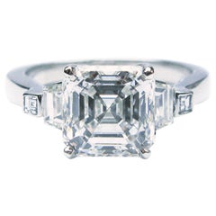 2.52 Carat GIA Cert Asscher Diamond Platinum Engagement Ring