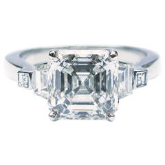 2.52 Carat GIA Cert Asscher Diamond Platinum Engagement Ring 7