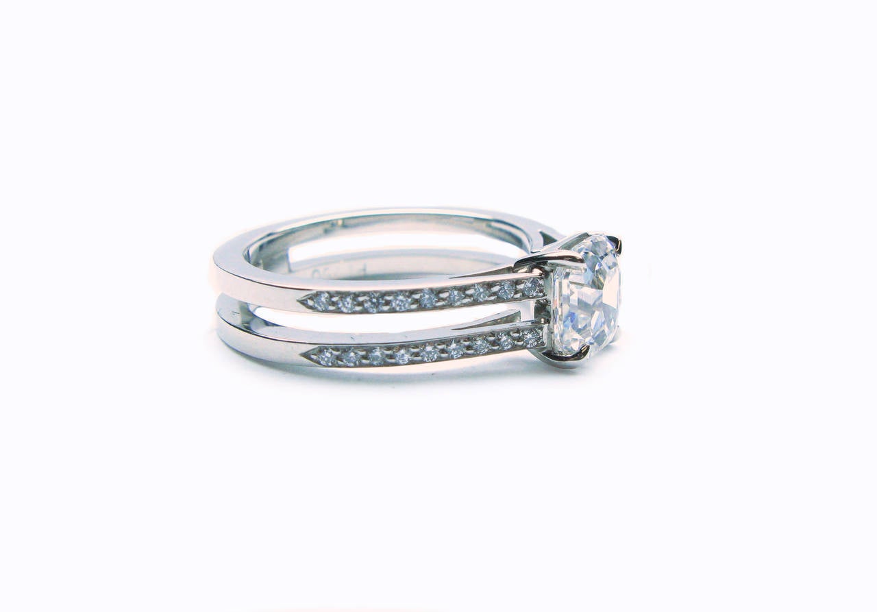 Asscher Cut 1.57 Carat GIA E VVS2 Antique Asscher Diamond Platinum Ring