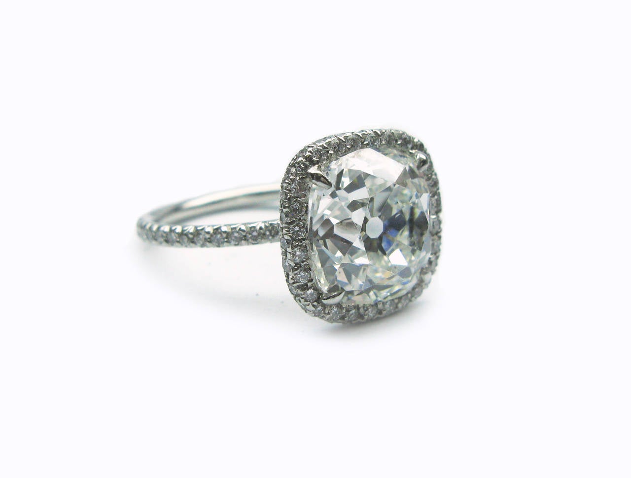 4.88 Carat GIA G VS2 Antique Cushion Diamond Platinum Frame Ring In New Condition In New York, NY