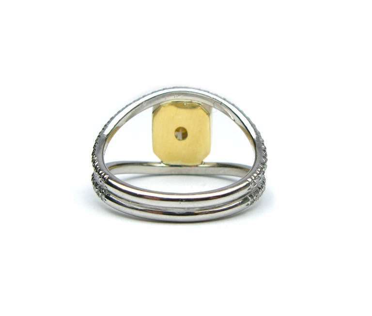 Radiant Cut GIA Fancy Yellow Radiant Diamond Gold Ring