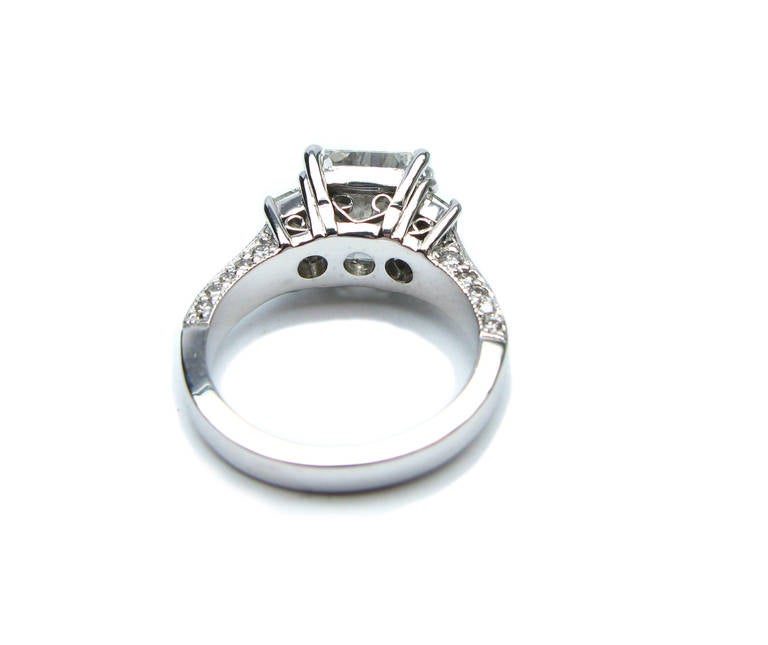 3.88 Carat Radiant Cut Diamond Platinum Ring In New Condition In New York, NY