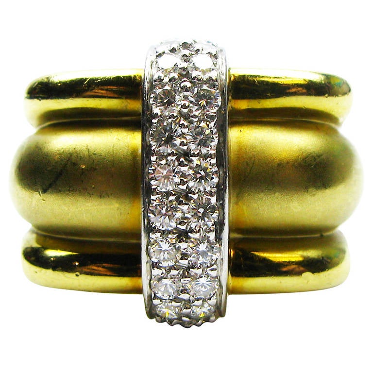 Marlene Stowe Diamond Yellow Gold Platinum Ring
