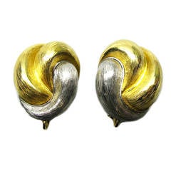 Henry Dunay Yellow Gold Platinum Clip Earrings