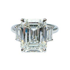 6.11 Carat Emerald Cut Diamond Platinum Ring