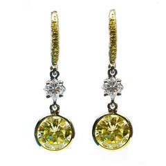 Fancy Yellow Diamond Gold Drop Earrings